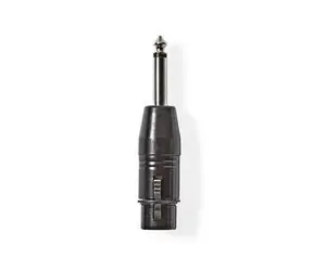 Nedis XLR adaptér čierna / XLR 3-kolíková zástrčka / jack 6.35 mm / poniklované 