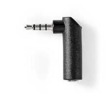 Nedis Stereo audio adaptér jack 3.5 mm (M) - jack 3.5 mm (F) čierna / 90 ° uhol / poniklovaný 