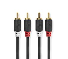 Nedis Stereo Audio kábel 2x RCA (M) - 2x RCA (M) 10.0 m čierna