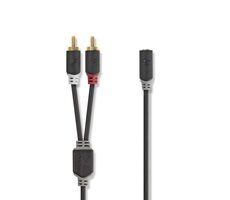 Nedis Stereo Audio kábel 2x RCA (M) - jack 3.5 mm (F) 0.20 m čierna 