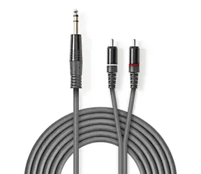 Nedis Stereo Audio kábel jack 6.35 mm (M) - 2x RCA (M) 1.50 m tmavo šedá