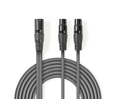 Nedis Vyvážený Audio kábel XLR 3pinový (M) - 2x XLR 3pinová (F) 1.50 m tmavo šedá