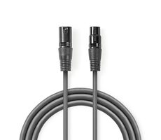 Nedis Vyvážený Audio kábel XLR 3pinový (M) - XLR 3kolíková (F) 1.50 m tmavo šedá