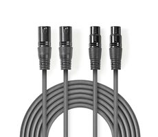 Nedis Vyvážený Audio kábel 2x XLR 3pinový (M) - 2x XLR 3pinová (F) 5.00 m tmavo šedá 