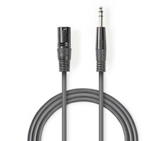 Nedis Vyvážený Audio kábel XLR 3pinový (M) - jack 6.35 mm (M) 1.50 m tmavo šedá