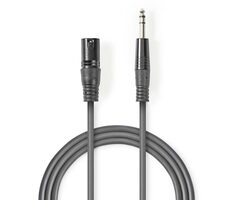 Nedis Vyvážený Audio kábel XLR 3pinový (M) - jack 6.35 mm (M) 3.00 m tmavo šedá