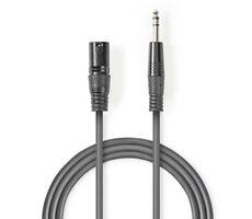 Nedis Vyvážený Audio kábel XLR 3pinový (M) - jack 6.35 mm (M) 5.00 m tmavo šedá 