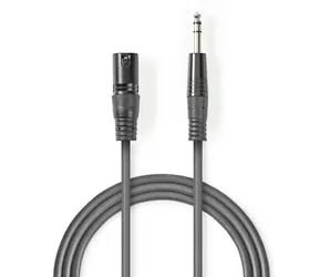 Nedis Vyvážený Audio kábel XLR 3pinový (M) - jack 6.35 mm (M) 5.00 m tmavo šedá 