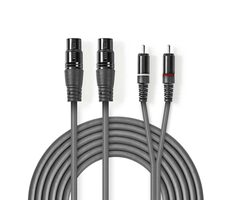 Nedis Vyvážený Audio kábel 2x XLR 3pinová (F) - 2x RCA (M) 1.50 m tmavo šedá