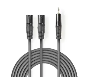 Nedis Vyvážený Audio kábel 2x XLR 3pinový (M) - jack 3.5 mm (M) 3.00 m tmavo šedá 