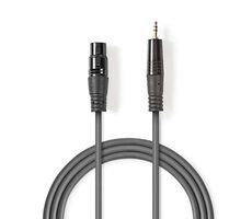 Nedis Vyvážený Audio kábel XLR 3-kolíková (F) - jack 3.5 mm (M) 1.00 m tmavo šedá