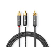 Nedis Kábel na subwoofer RCA (M) - 2x RCA (M) 3.00 m sivá 