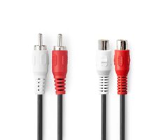 Nedis Stereo Audio kábel 2x RCA (M) - 2x RCA (F) 2.00 m čierna