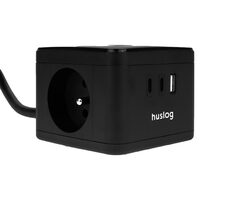 Huslog nabíjacia stanica 12W čierna / 2x zásuvka / 2x USB-C / 1x USB-A