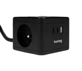 Huslog nabíjacia stanica 12W čierna / 2x zásuvka / 2x USB-C / 1x USB-A