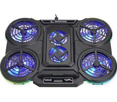 Rampage PROTE R6 sivá / chladiaca podložka / pre notebooky 10 - 17" / 6x ventilátor / stojanček na mobil / RGB