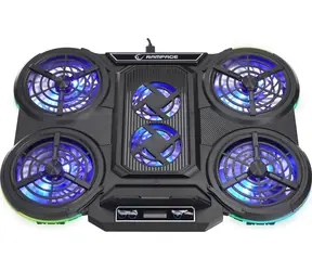 Rampage PROTE R6 sivá / chladiaca podložka / pre notebooky 10 - 17" / 6x ventilátor / stojanček na mobil / RGB