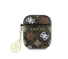 Guess PU 4G Peony Charm Puzdro pre AirPods 1/2 Brown