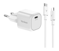 YENKEE YAC G35WH SET VOLT biela / Nabíjačka / 35W / USB-C / kábel USB-C & USB-C / PD 3.0