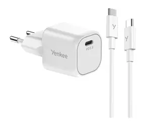 YENKEE YAC G35WH SET VOLT biela / Nabíjačka / 35W / USB-C / kábel USB-C & USB-C / PD 3.0