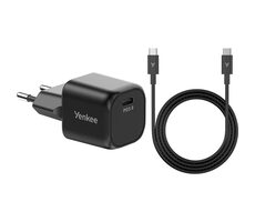 YENKEE YAC G35BK SET VOLT čierna / Nabíjačka / 35W / USB-C / kábel USB-C & USB-C / PD 3.0