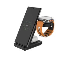 FIXED Stojanček Powerstation pre Garmin s bezdrôtovým nabíjaním až pre 3 zariadenia 15W+5W+2.5W čierny