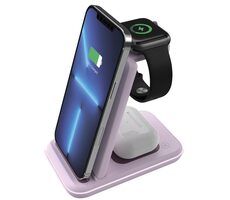 Canyon CNS-WCS304IP ružová / Bezdrôtová nabíjačka / pre 3 zariadenia súčasne / kábel 1.2m 