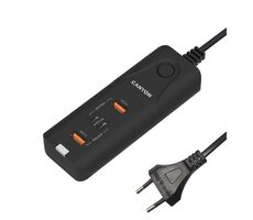 Canyon CNE-CHA10B čierna / sieťový adaptér / 2xUSB-C (PD 20W) + 2x USB-A (QC 3.0 18W) / 100V-240V / výstup až 40W / 1m