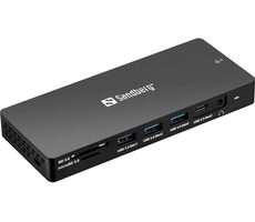 Sandberg USB-C 13v1 dokovacia stanica čierna / HDMI & DP & VGA & USB & SD & Ethernet (100 W)