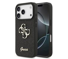 Guess PU FIXED Glitter 4G Metal Logo Zadný Kryt pre iPhone 17 Pro Black