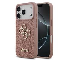Guess PU FIXED Glitter 4G Metal Logo Zadný Kryt pre iPhone 17 Pre Pink