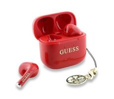 Guess Classic Logo Charm TWS Bezdrôtové Slúchadlá Red