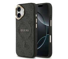 Guess PU Leather 4G Gold Frame MagSafe Zadný Kryt pre iPhone 17 Black