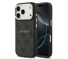 Guess PU Leather 4G Gold Frame MagSafe Zadný Kryt pre iPhone 17 Pro Black