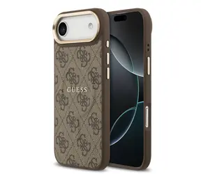Guess PU Leather 4G Gold Frame MagSafe Zadný Kryt pre iPhone 17 Air Brown