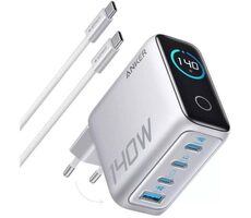 Anker Nabíjačka do siete strieborná / 3xUSB-C & 1xUSB / 140W