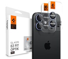Spigen Glass TR EZ Fit Optik Pro 2 Pack ochranné sklo na šošovku fotoaparátu pre Apple iPhone 17 modrá