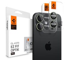 Spigen Glass TR EZ Fit Optik Pro 2 Pack ochranné sklo na šošovku fotoaparátu pre Apple iPhone 17 zelená
