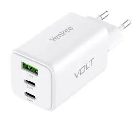 YENKEE YAC G65 VOLT Nabíjačka biela / 65W / 1x USB-A 18w / 1x USB-C 20W / 1x USB-C 65W