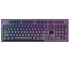 PREYON Silent Claw Red sivá / herná bezdrôtová klávesnica / mechanická / Gateron Red Pro / USB+2.4GHz+BT / US