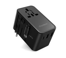 Choetech PD5022 Sieťová cestovná GaN nabíjačka EU/US/AUS/UK čierna / 70W / USB-A / USB-C