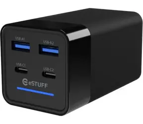 eSTUFF 120W 4- Port PD GaN Multi Charger čierna / Nabíjačka / 2x USB-C / 2x USB-A