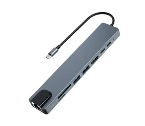 Aligator Dokovacia stanica USB-C/Hub 8v1 (USB-C/2xUSB/SD/MicroSD/HDTV/RJ45)