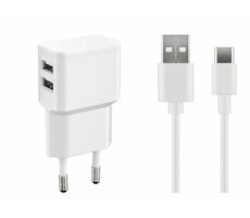 Rozbalené - MicroConnect USB-C nabíjačka s dvoma portami biela / 2.4A / 2x USB2.0 / rozbalené