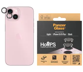 PanzerGlass HoOps Apple iPhone 15/15 PLUS ochranné krúžky pre šošovky fotoaparátu - čierny hliník