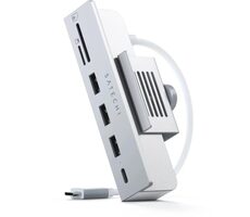 Satechi USB-C Clamp Hub strieborná / Hub pre Apple iMac 24" 2021/2023 / USB-C / 3x USB-A / microSD / SD