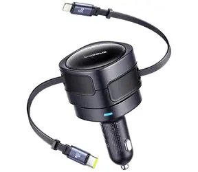 Baseus C00035507121-00 Enjoyment Max autonabíjačka čierna / 1x USB-C + 1x Lightning káble / 60W 