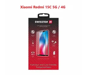 Swissten FULL GLUE COLOR FRAME CASE FRIENDLY sklo pre XIAOMI Redmi 15C 5G/4G čierna