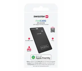Swissten FindCard Chytrý lokátor s funkciou Apple Find My čierna / BLE
