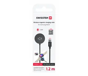 Swissten Bezdrôtový nabíjací magnetický USB-C kábel pre Samsung Galaxy Watch 1.2m čierna / 2.5W